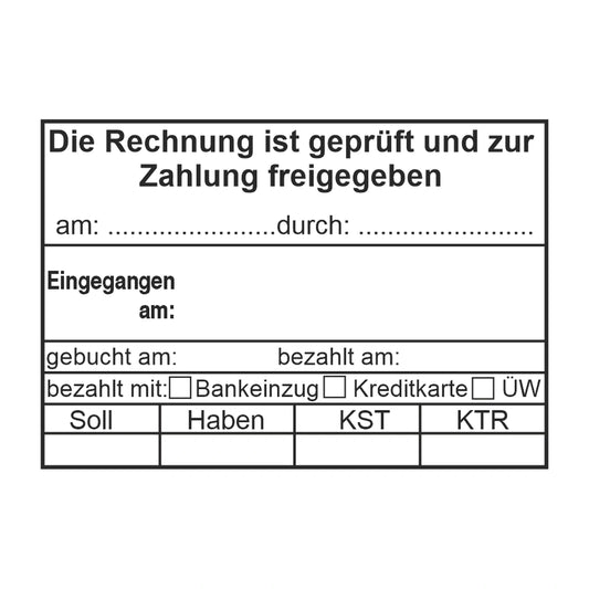 Rechnungsfreigabestempel Soll/Haben & Zahlungsart – Stempelabdruck