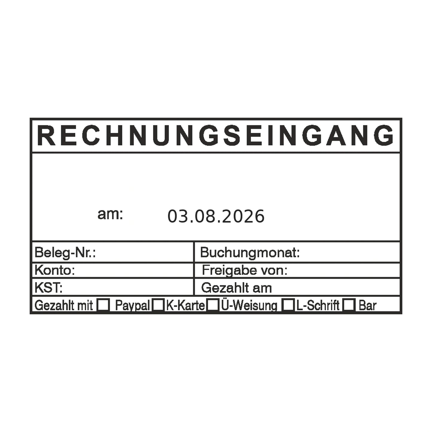 Rechnungseingangsstempel Zahlungsart & Buchungsmonat – Stempelabdruck