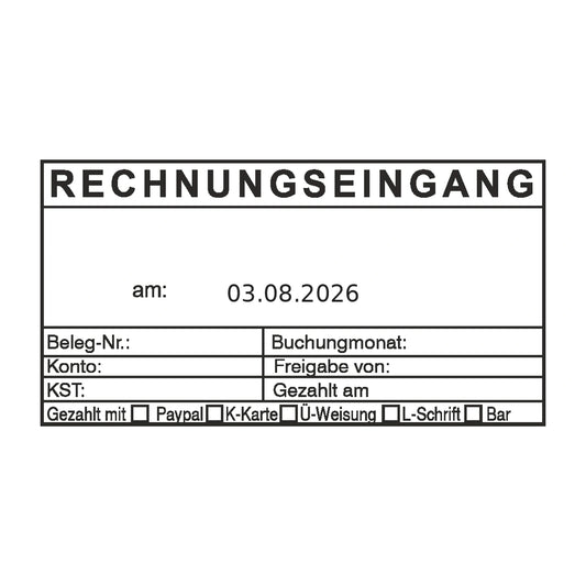Rechnungseingangsstempel Zahlungsart & Buchungsmonat – Stempelabdruck