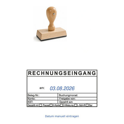 Rechnungseingangsstempel Zahlungsart & Buchungsmonat – Stempelgerät mit Abdruck