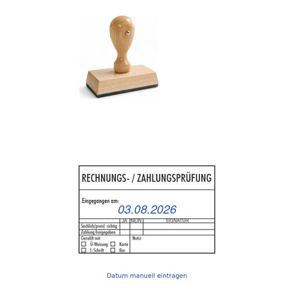Rechnungs- und Zahlungsprüfstempel mit Zahlungsart – Stempelgerät mit Abdruck