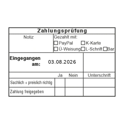 Zahlungsprüfstempel Zahlungsart & Notiz – Stempelabdruck