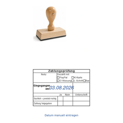 Zahlungsprüfstempel Zahlungsart & Notiz – Stempelgerät mit Abdruck