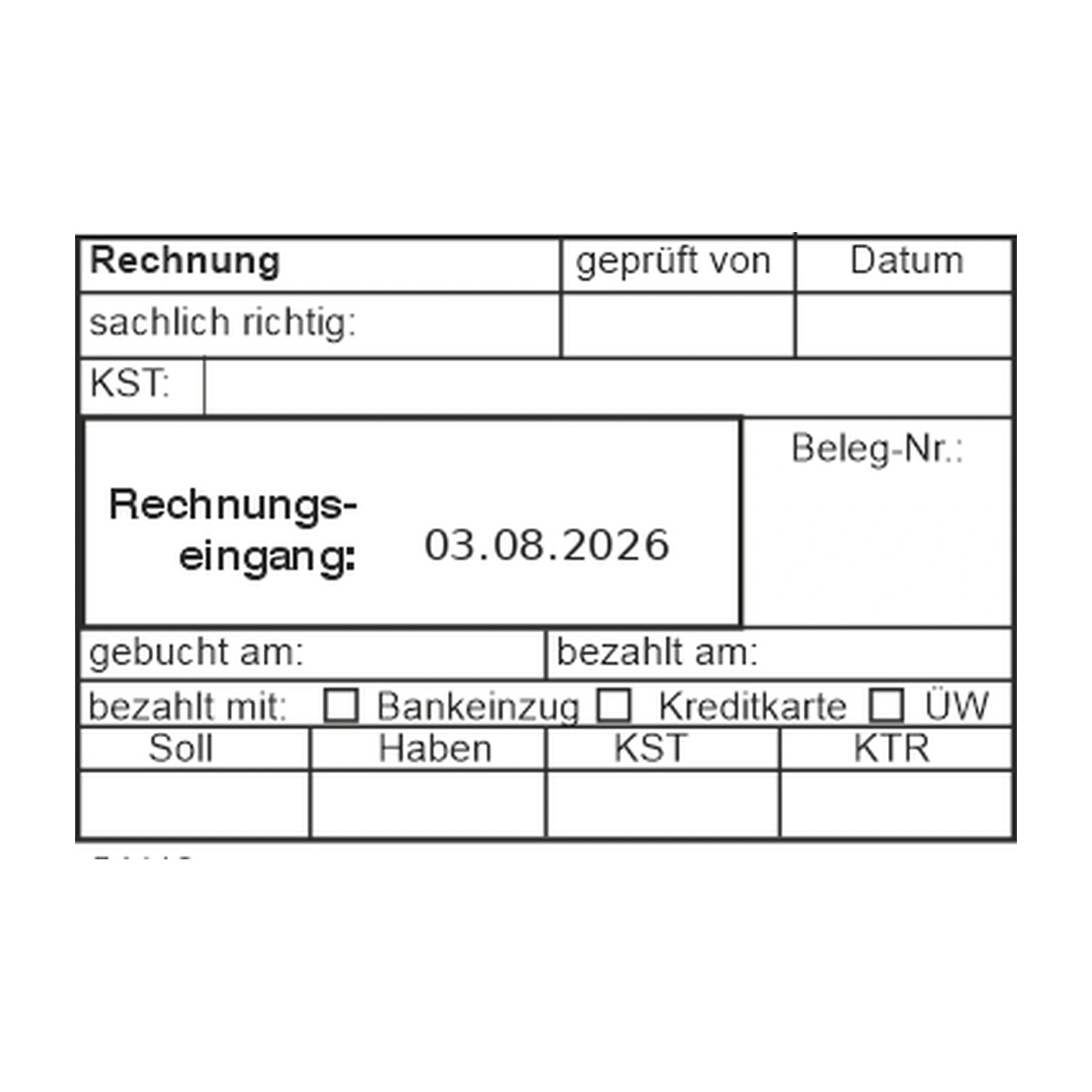 Rechnungsprüfstempel Kostenstelle & Belegnummer – Stempelabdruck