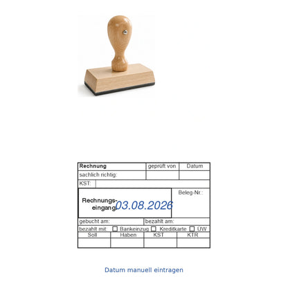 Rechnungsprüfstempel Kostenstelle & Belegnummer – Stempelgerät mit Abdruck