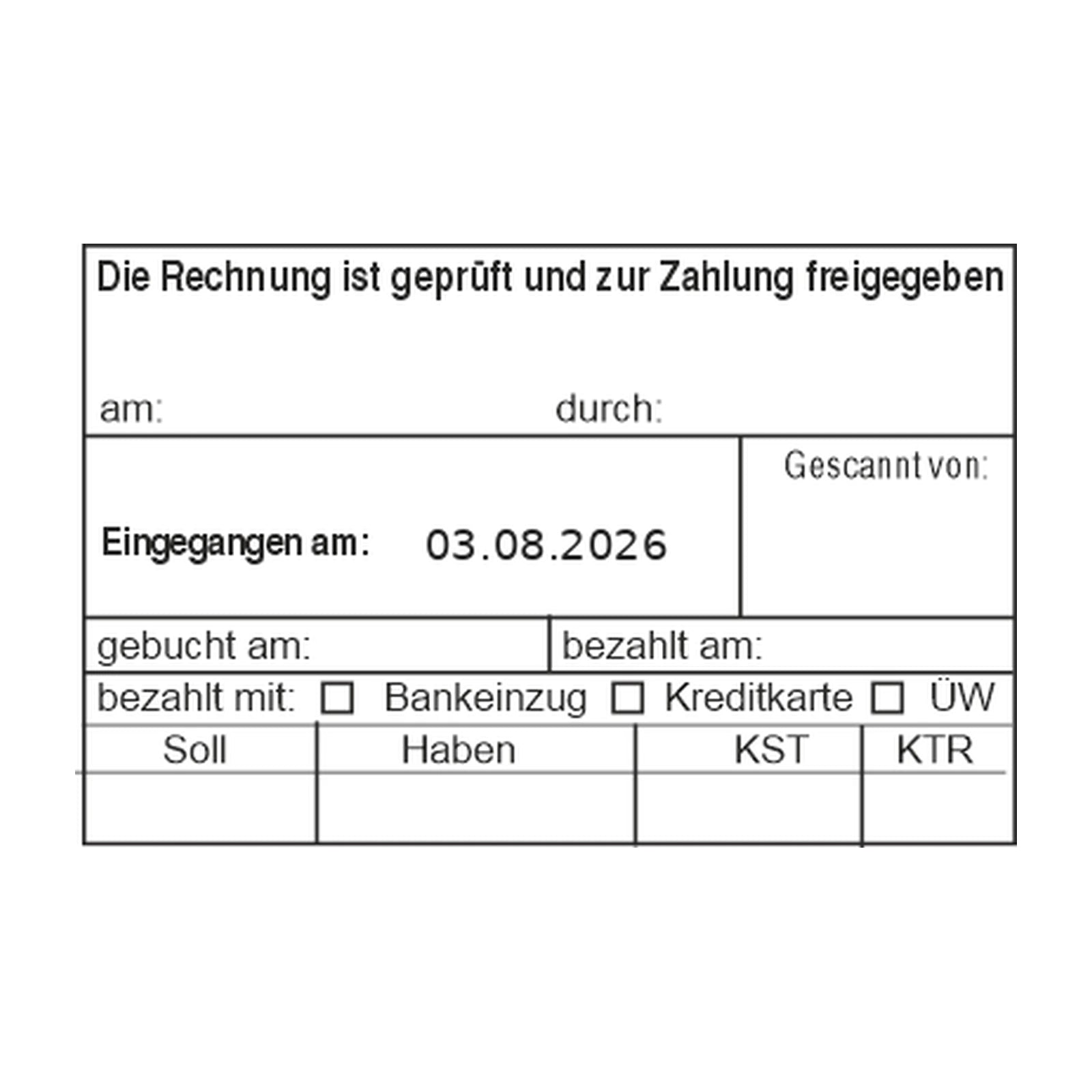 Rechnungsfreigabestempel Buchung & Zahlungsart – Stempelabdruck