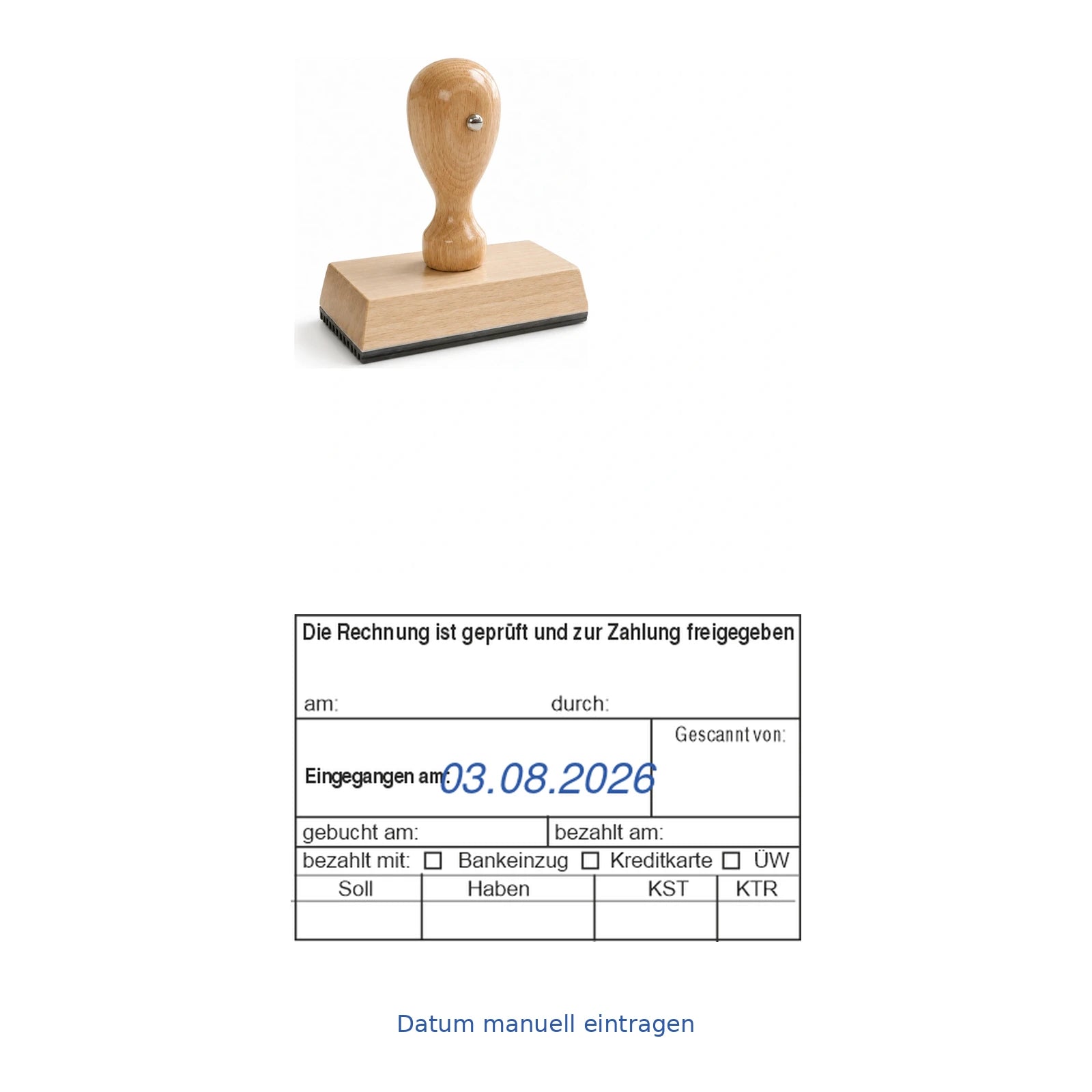 Rechnungsfreigabestempel Buchung & Zahlungsart – Stempelgerät mit Abdruck