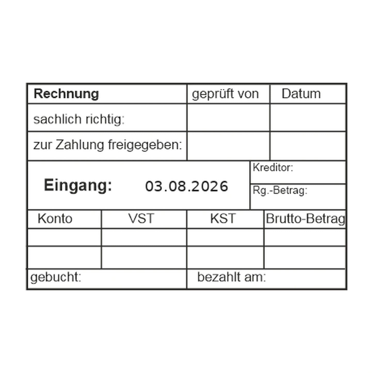 Rechnungsprüf- und Buchungsstempel Umsatzsteuer – Stempelabdruck