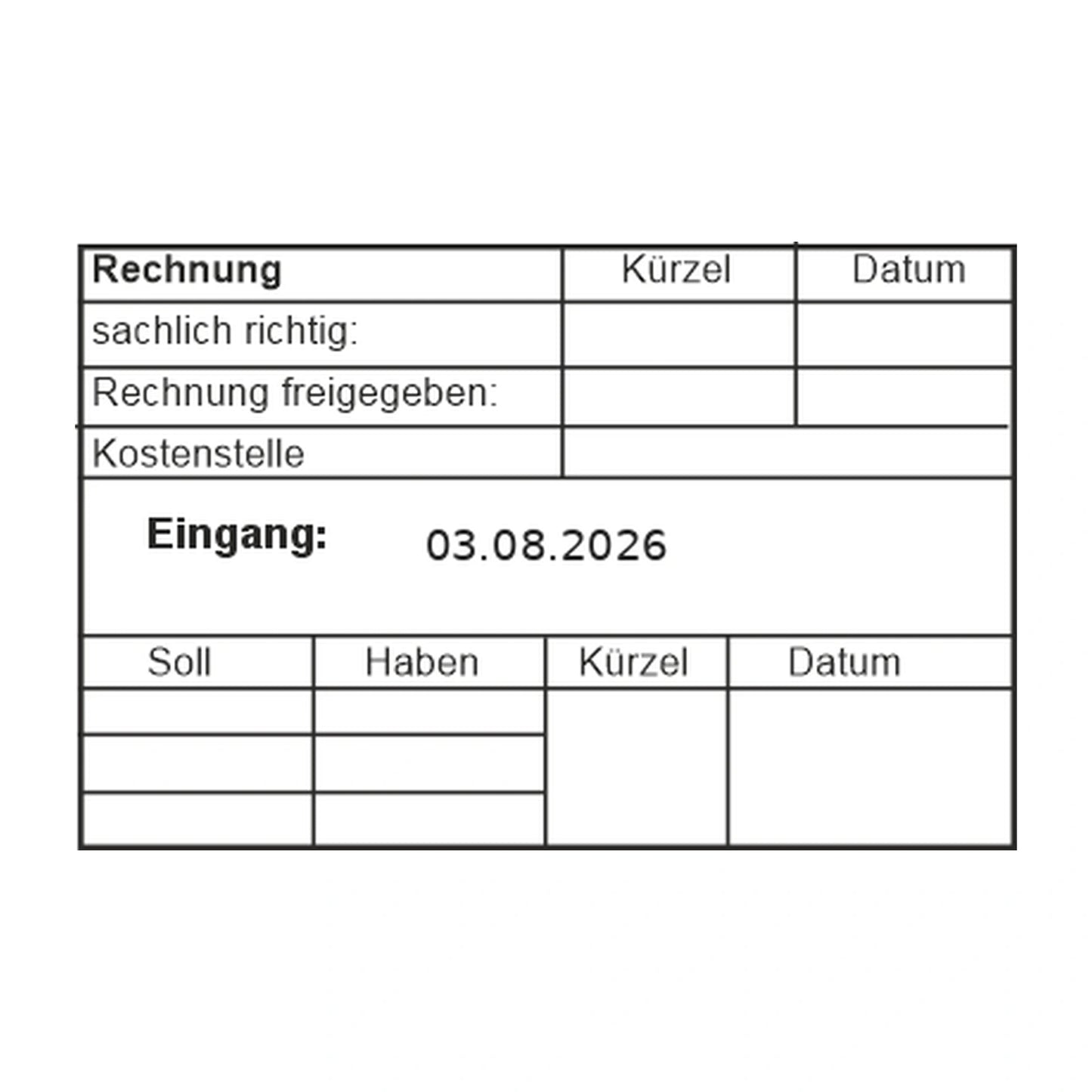 Rechnungsfreigabe- und Kontierungsstempel Soll/Haben – Stempelabdruck