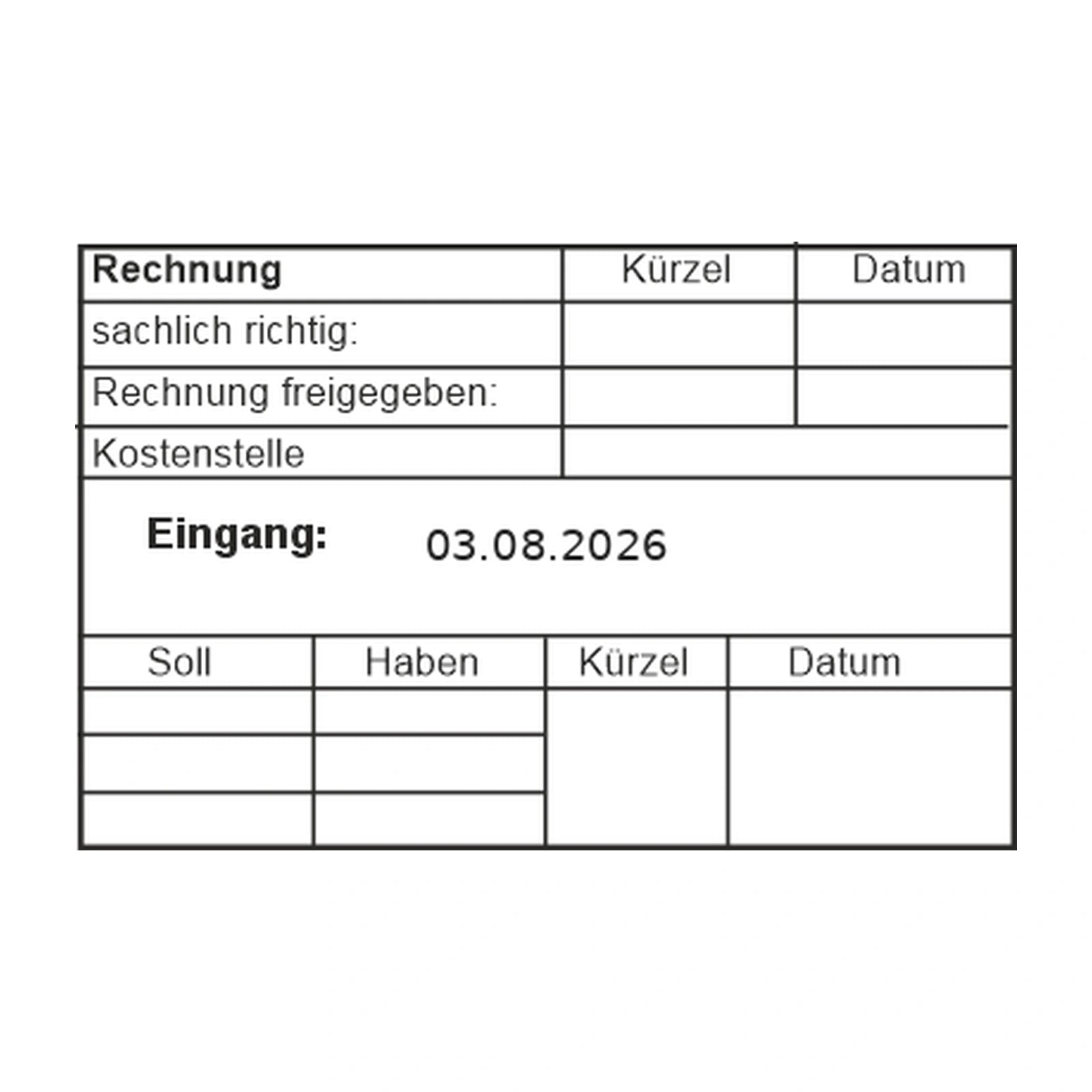 Rechnungsfreigabe- und Kontierungsstempel Soll/Haben – Stempelabdruck