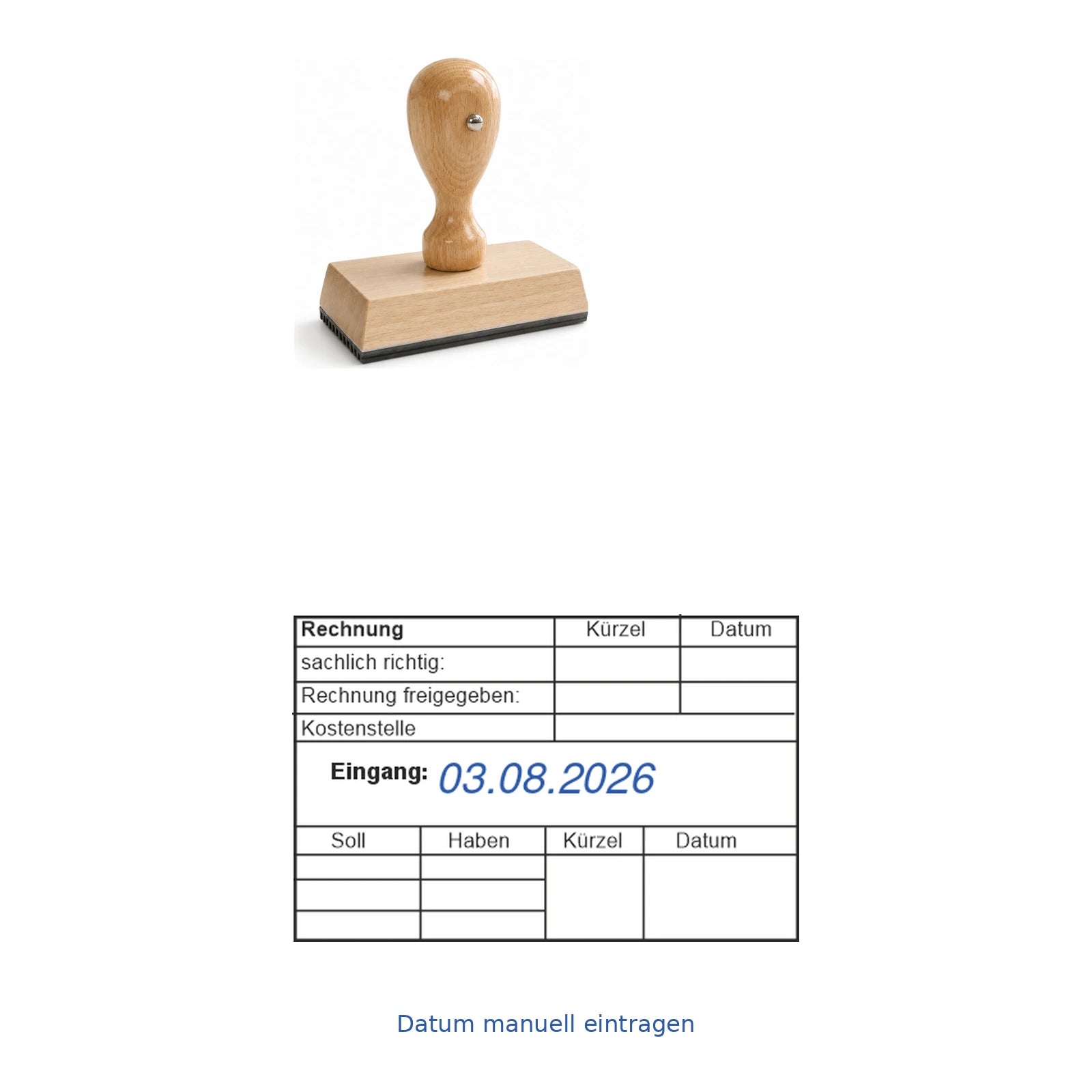 Rechnungsfreigabe- und Kontierungsstempel Soll/Haben – Stempelgerät mit Abdruck