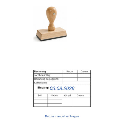 Rechnungsfreigabe- und Kontierungsstempel Soll/Haben – Stempelgerät mit Abdruck