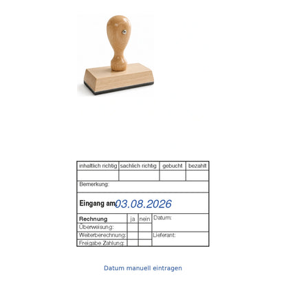Rechnungseingangsprüfstempel Weiterberechnung – Stempelgerät mit Abdruck