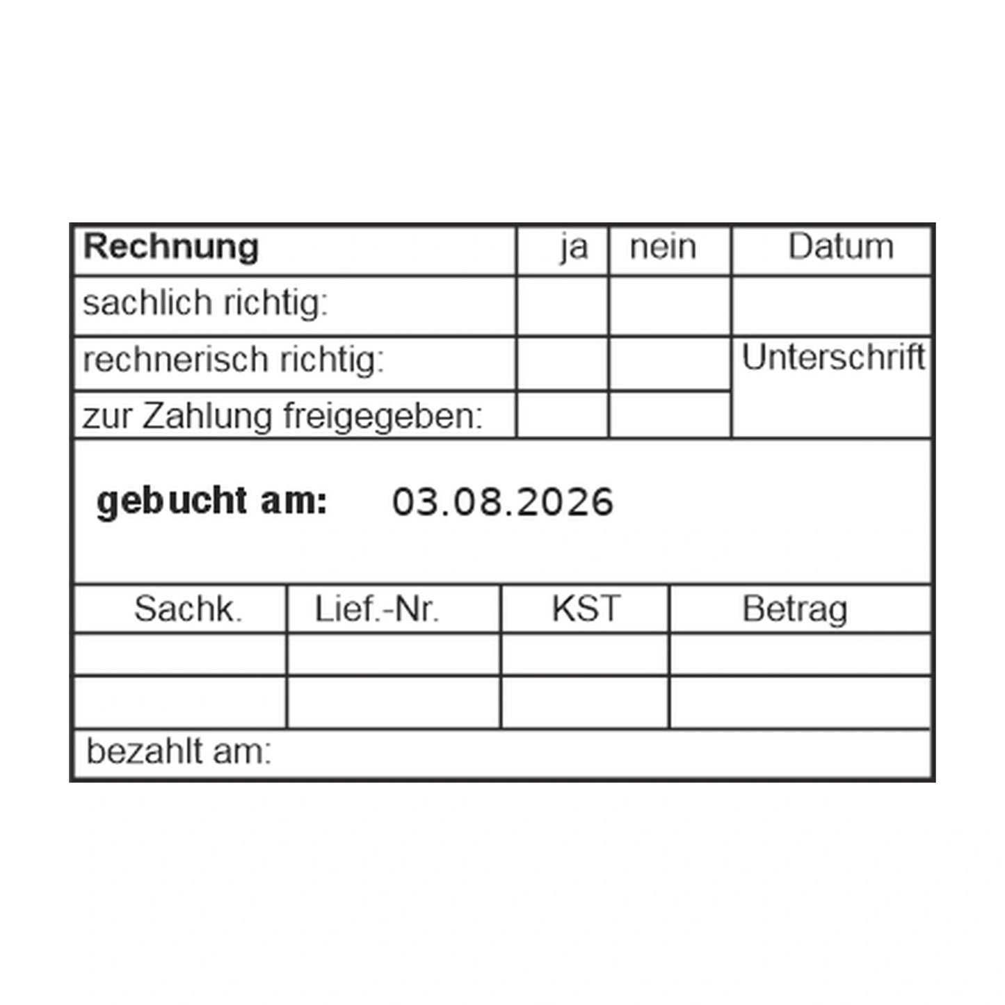 Rechnungsprüfstempel Freigabe, Buchung & Zahlung – Stempelabdruck