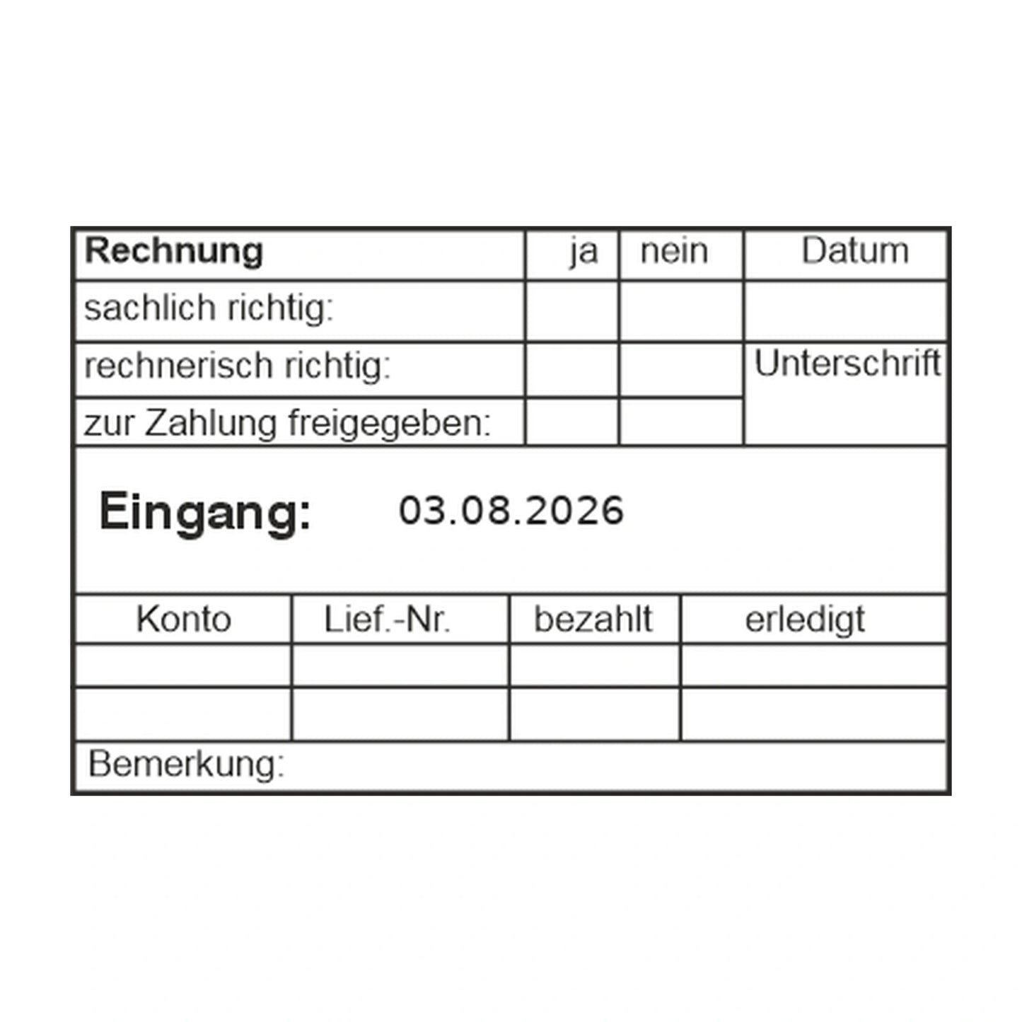 Rechnungsprüfstempel Freigabe & Bemerkung – Stempelabdruck