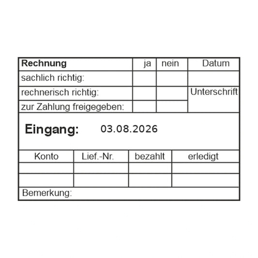 Rechnungsprüfstempel Freigabe & Bemerkung – Stempelabdruck