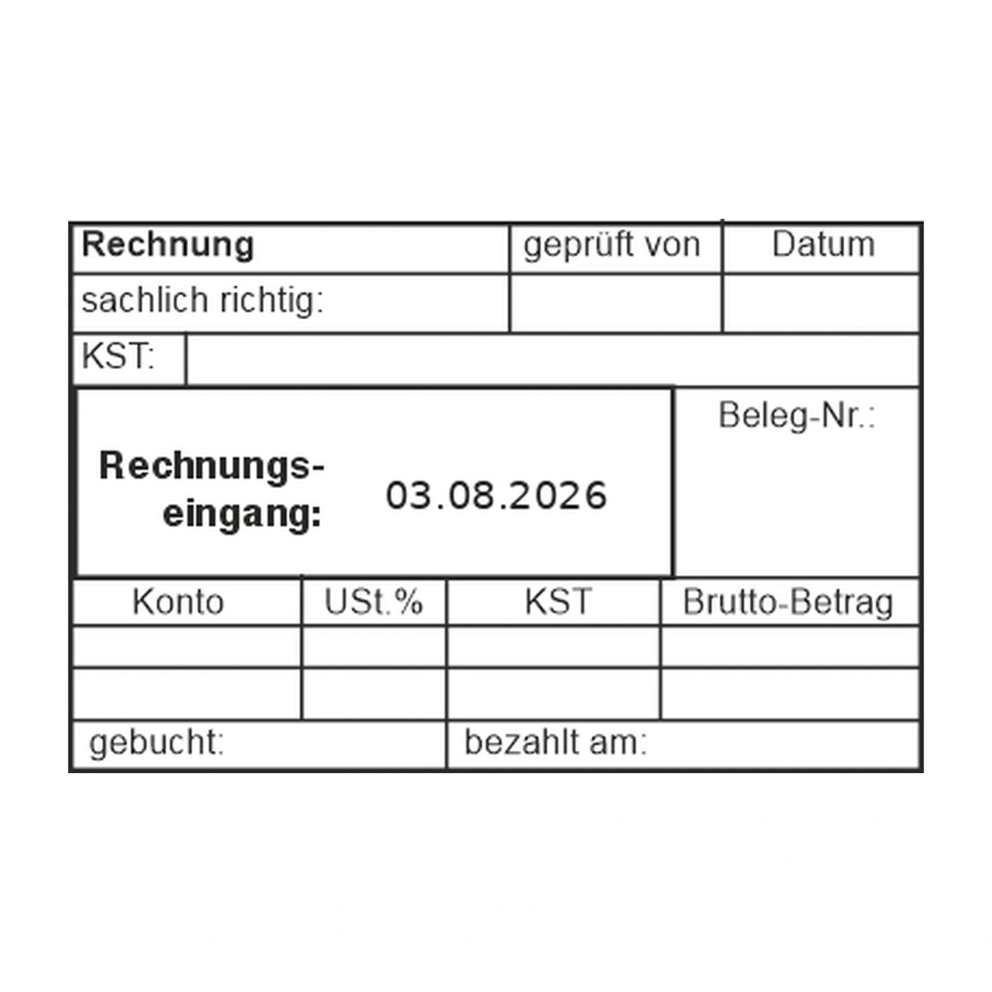 Rechnungseingangsstempel Kostenstelle & Bruttobetrag – Stempelabdruck
