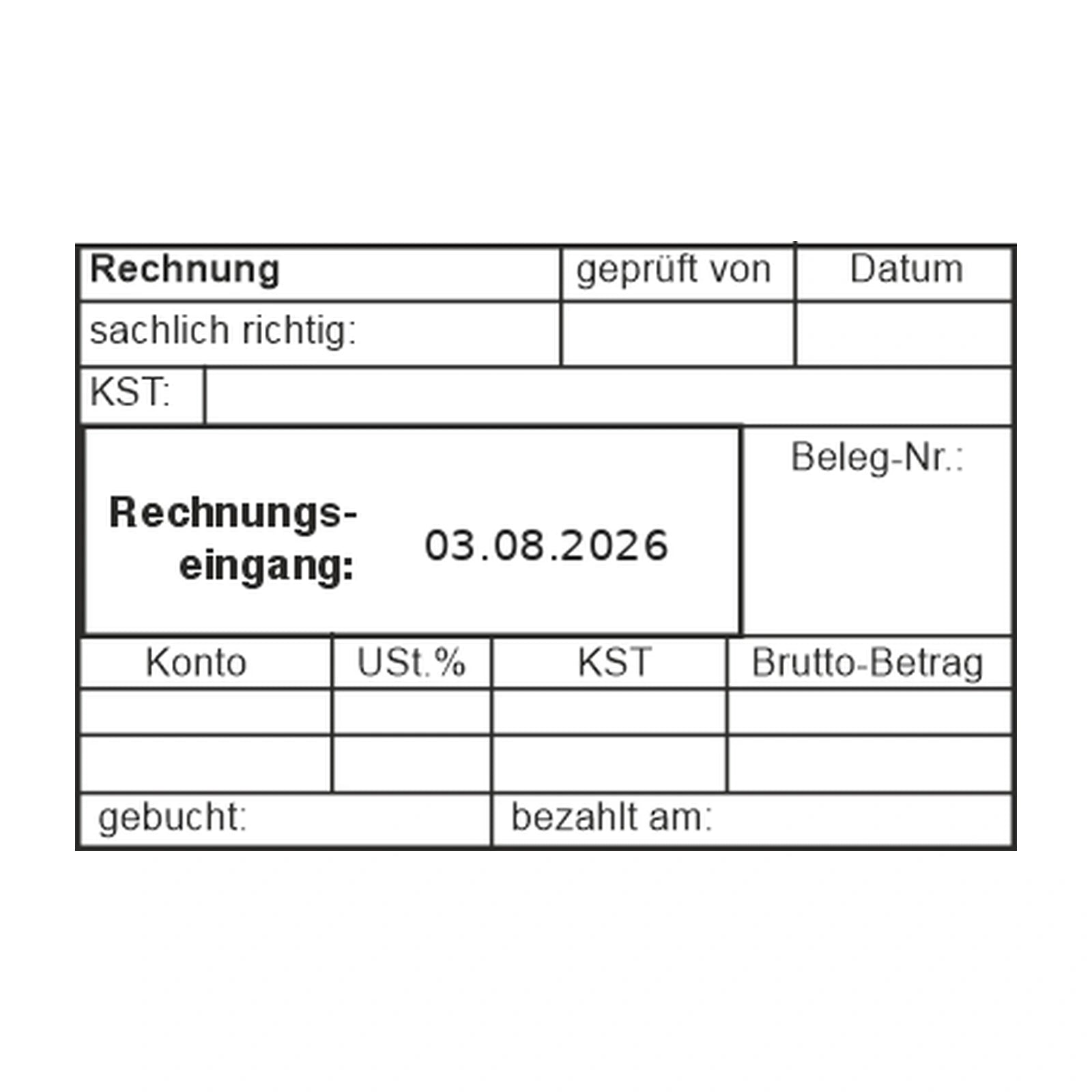 Rechnungseingangsstempel Kostenstelle & Bruttobetrag – Stempelabdruck