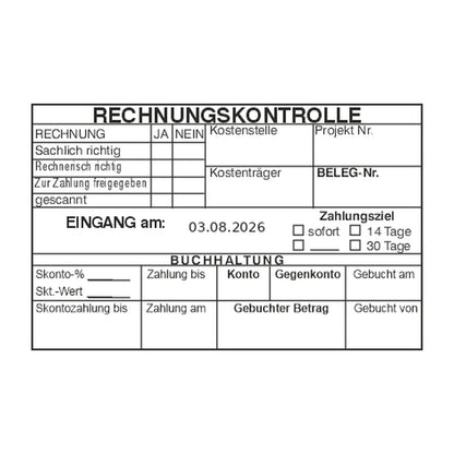 Rechnungskontrollstempel Zahlungsziel & Skonto – Stempelabdruck