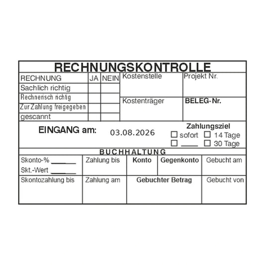 Rechnungskontrollstempel Zahlungsziel & Skonto – Stempelabdruck