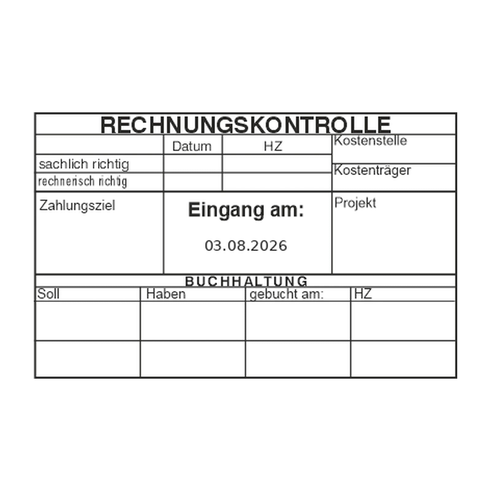Rechnungskontrollstempel Buchhaltung Soll/Haben – Stempelabdruck