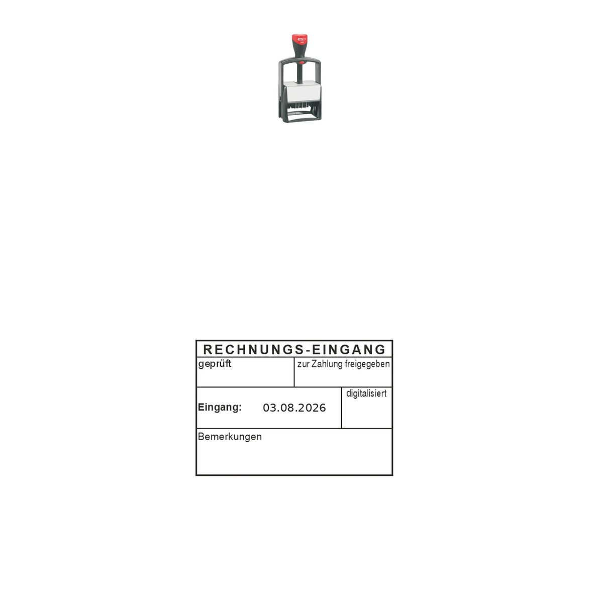 Digitalisiert-Stempel Rechnungseingang – Stempelgerät mit Abdruck