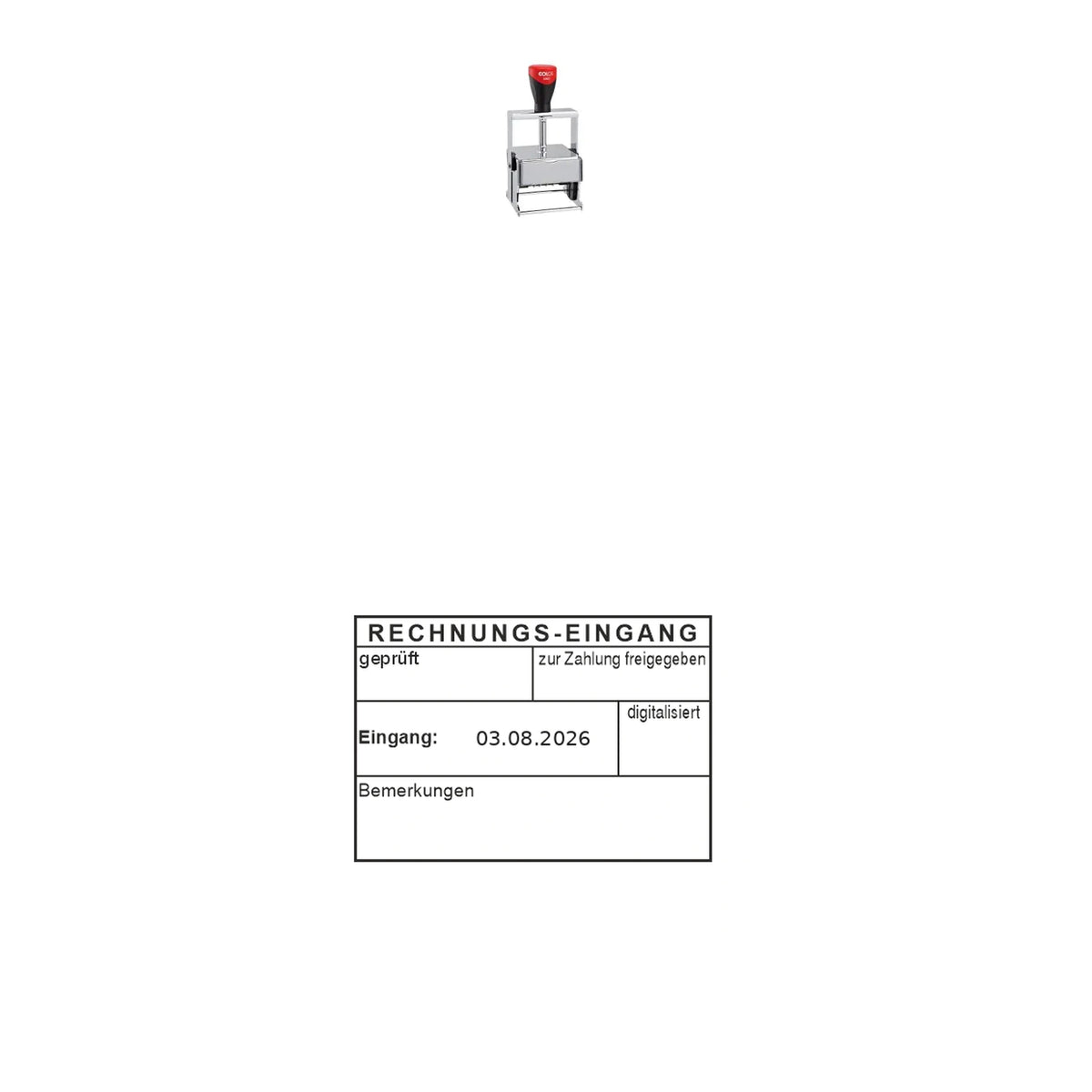 Digitalisiert-Stempel Rechnungseingang – Stempelgerät mit Abdruck
