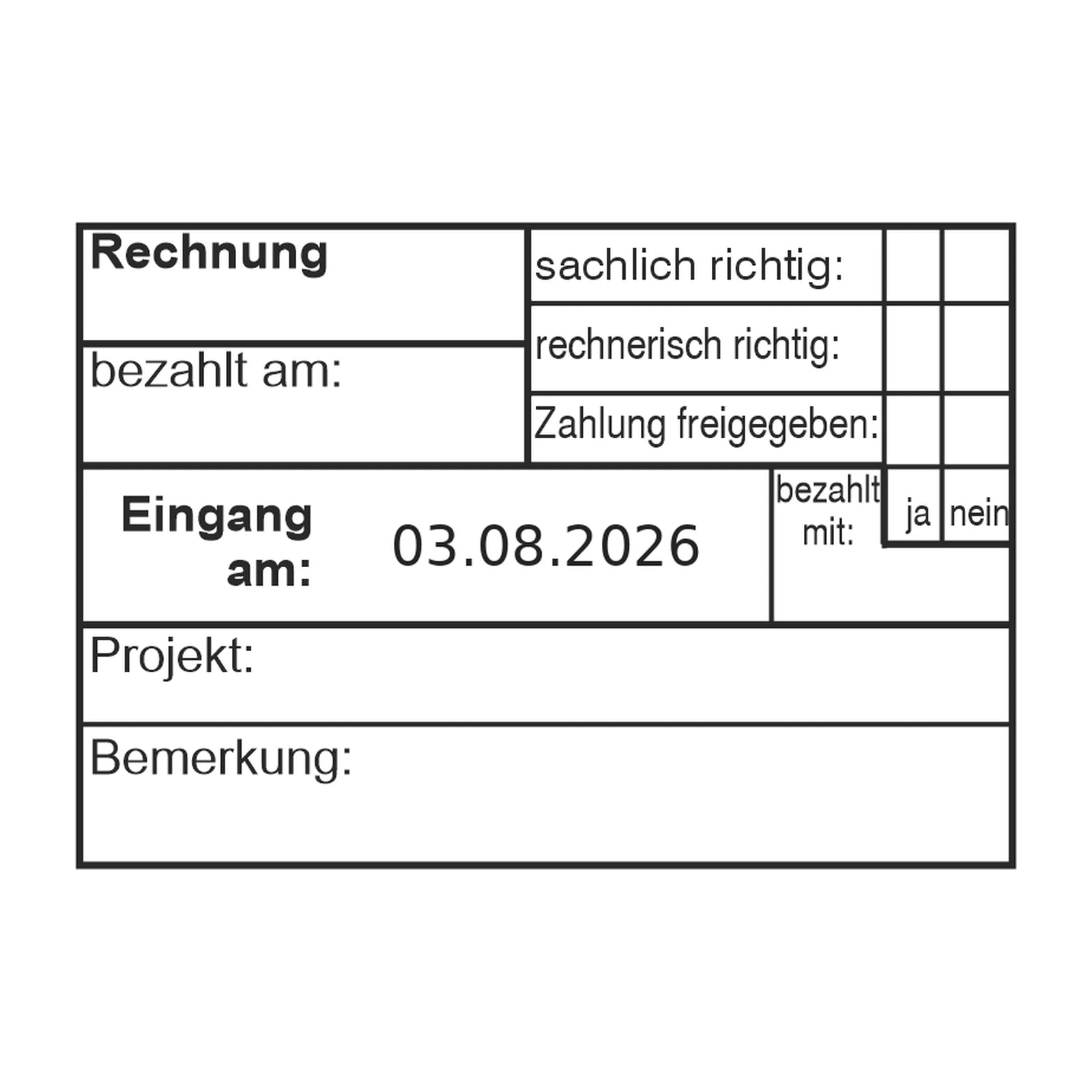 Projektrechnungsprüfstempel Zahlung & Freigabe – Stempelabdruck