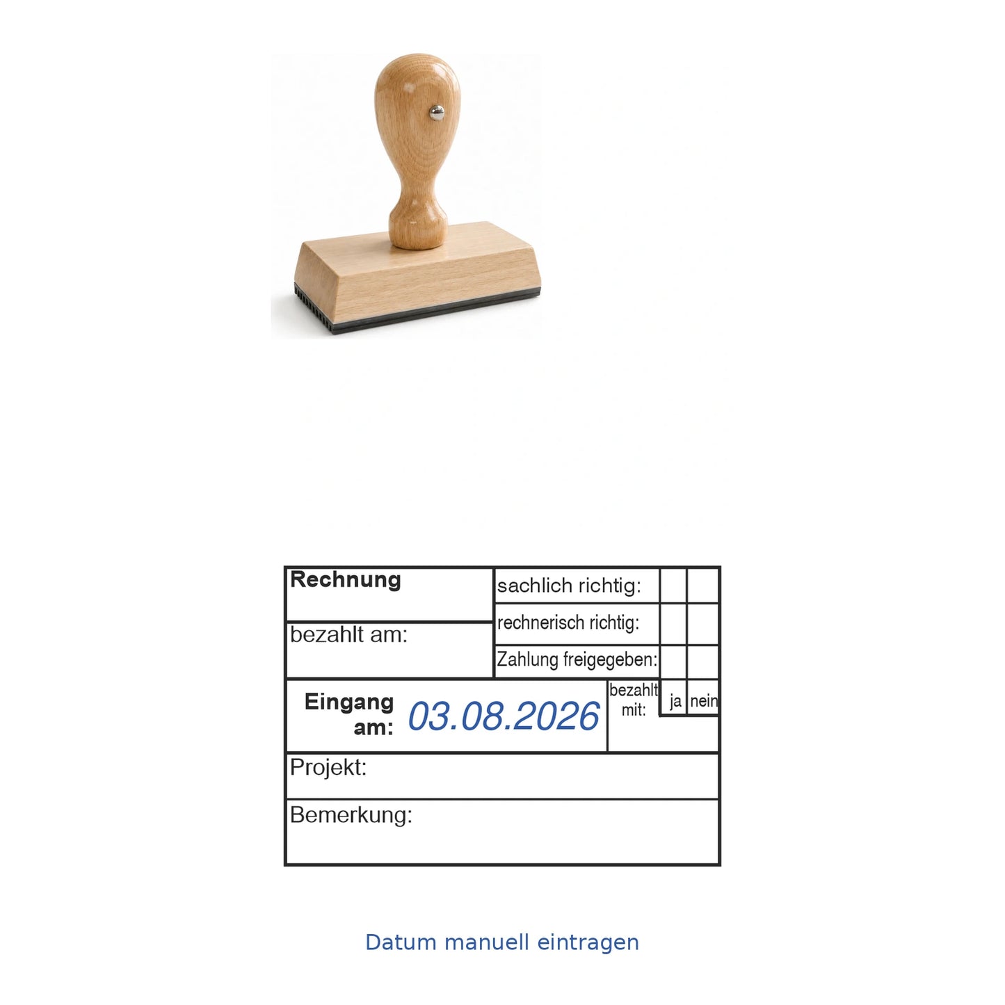 Projektrechnungsprüfstempel Zahlung & Freigabe – Stempelgerät mit Abdruck