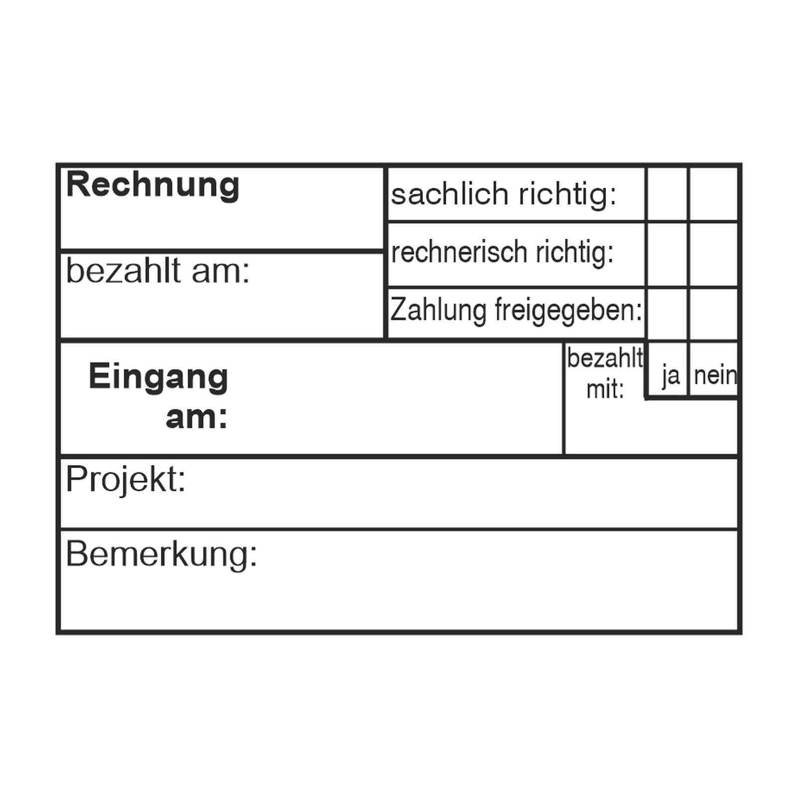 Projektrechnungsprüfstempel Zahlung & Freigabe – Stempelabdruck