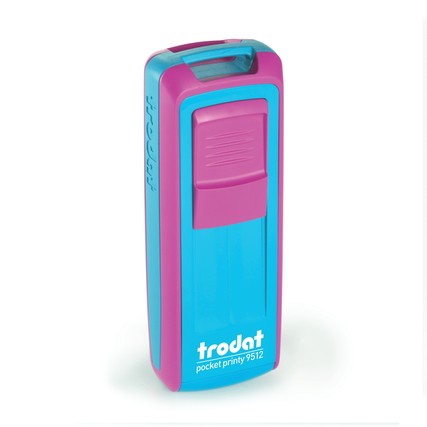 Trodat 9512 – individueller Stempel 47 × 18 mm – Gehäusefarbe Türkis-Fuchsiapink