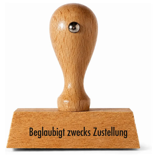 Beglaubigt zwecks Zustellung - Holzstempel 50x10mm