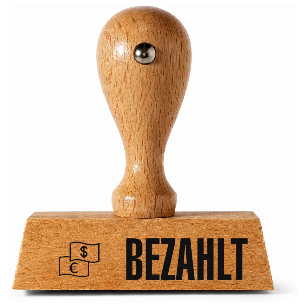 BEZAHLT – Holzstempel 40 × 10 mm