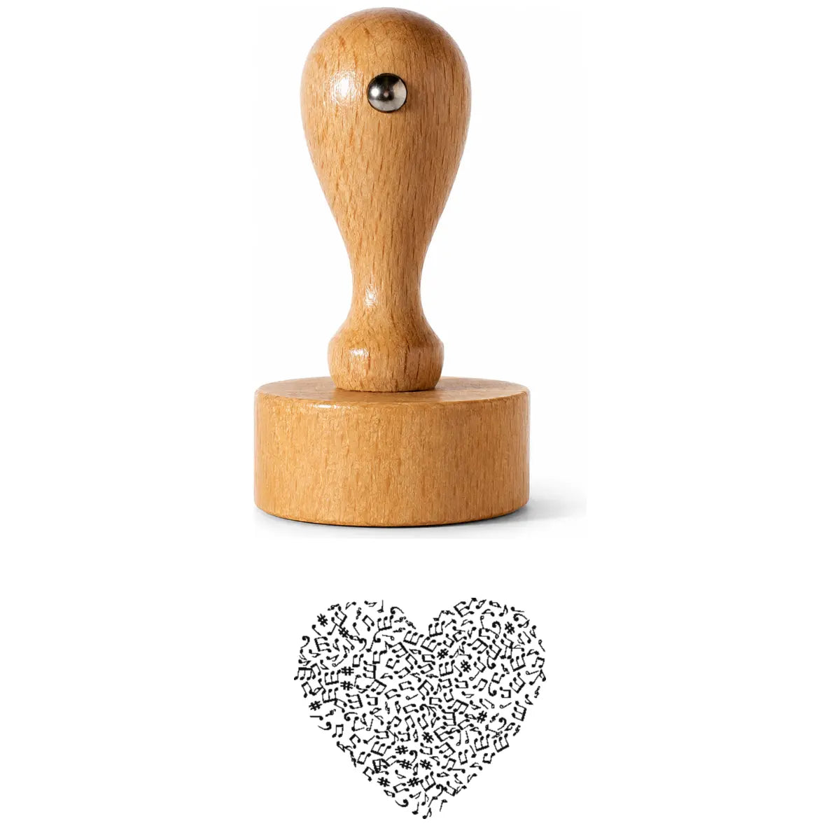 Musiknoten-Herz Rundstempel aus Holz – HS-7828