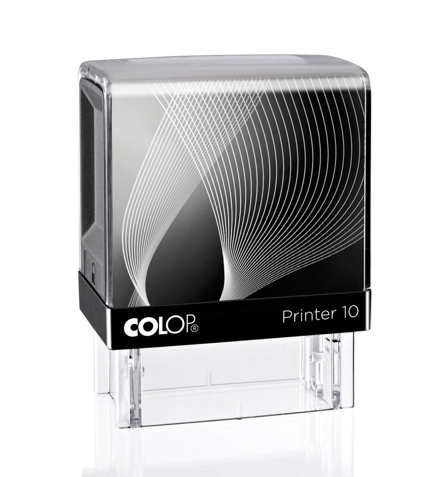 COLOP Printer 10 – individueller Stempel 27 × 10 mm, 3 Zeilen – Gehäusefarbe Schwarz