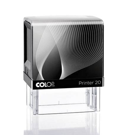 COLOP Printer 20 – individueller Stempel 38 × 14 mm, 4 Zeilen – Gehäusefarbe Schwarz