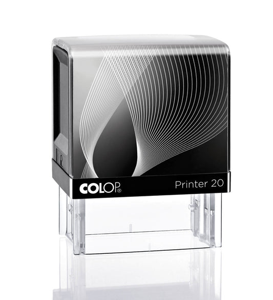 COLOP Printer 20 – individueller Stempel 38 × 14 mm, 4 Zeilen – Gehäusefarbe Schwarz