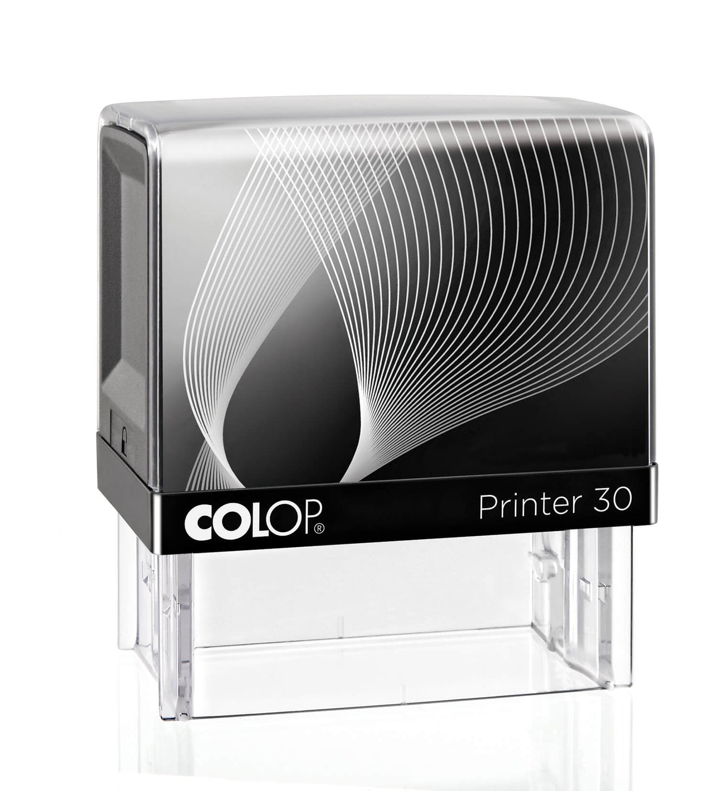 COLOP Printer 30 – individueller Stempel 47 × 18 mm, 5 Zeilen – Gehäusefarbe Schwarz
