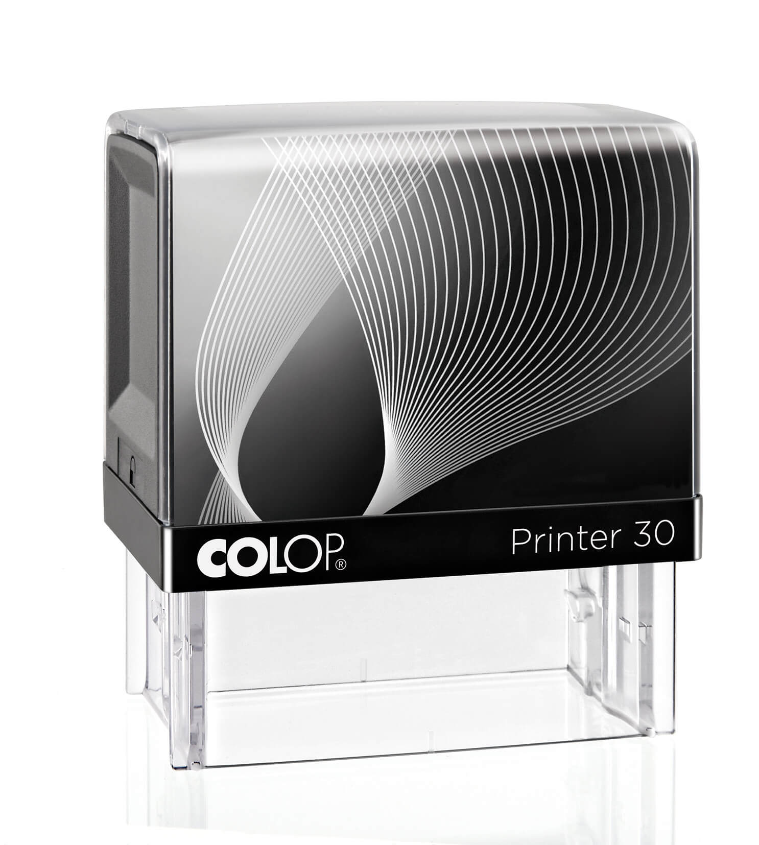 COLOP Printer 30 – individueller Stempel 47 × 18 mm, 5 Zeilen – Gehäusefarbe Schwarz