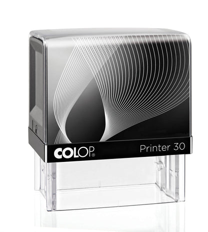 COLOP Printer 30 – individueller Stempel 47 × 18 mm, 5 Zeilen – Gehäusefarbe Schwarz