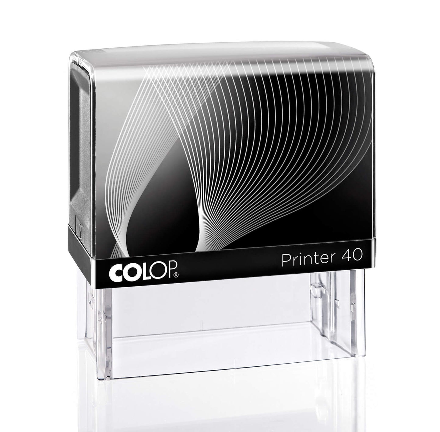 COLOP Printer 40 – individueller Stempel 59 × 23 mm, 6 Zeilen – Gehäusefarbe Schwarz