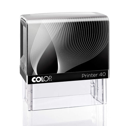 COLOP Printer 40 – individueller Stempel 59 × 23 mm, 6 Zeilen – Gehäusefarbe Schwarz