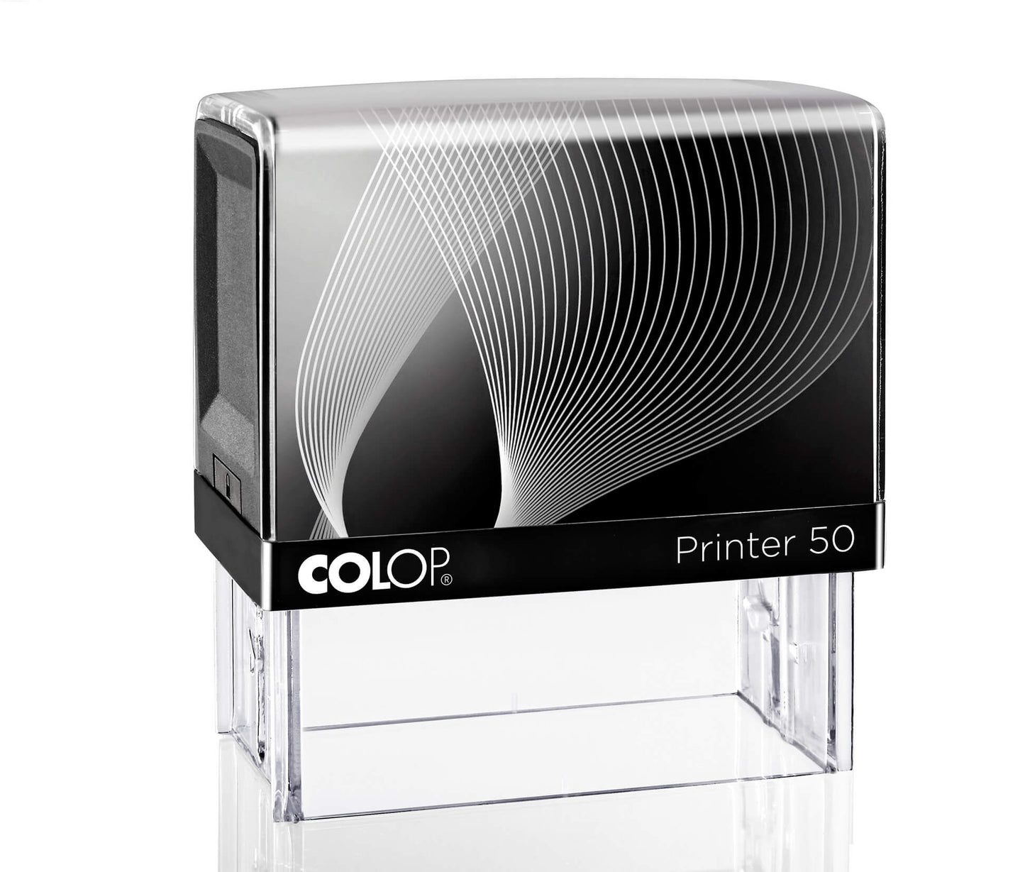 COLOP Printer 50 – individueller Stempel 69 × 30 mm, 7 Zeilen – Gehäusefarbe Schwarz