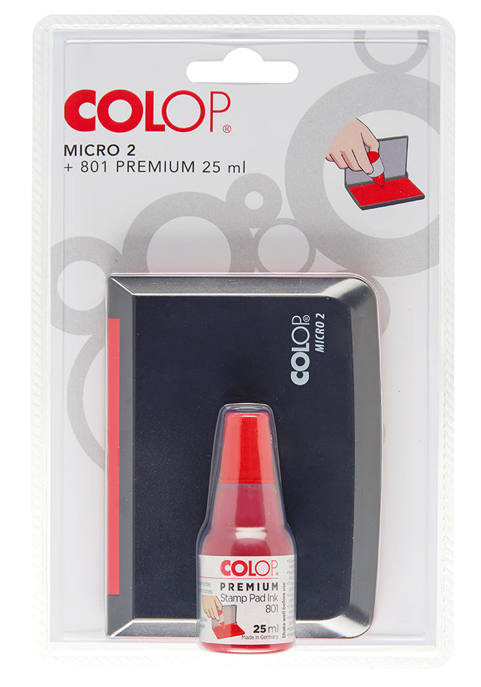 COLOP Micro 2 – Stempelkissen mit 25 ml Stempelfarbe 801 – Rot