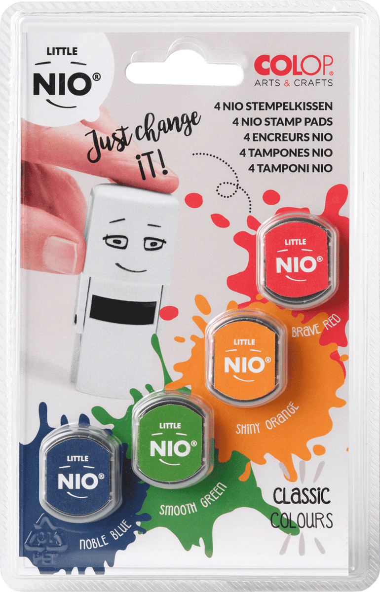 COLOP Little NIO – Stempelkissen-Set mit 4 Farben – Klassische Farben