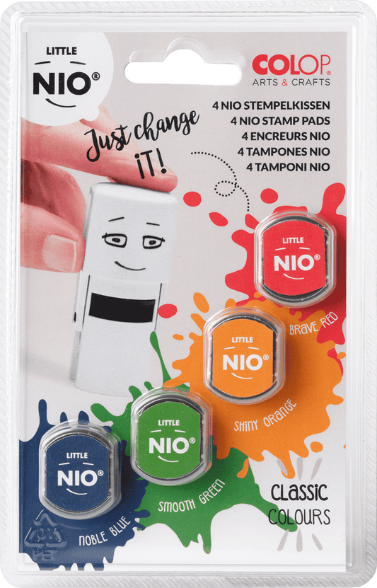 COLOP Little NIO – Stempelkissen-Set mit 4 Farben – Klassische Farben