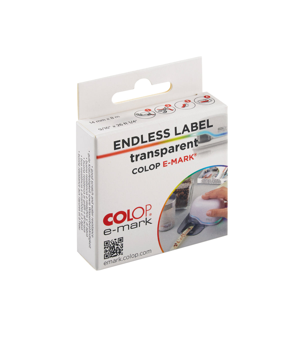 COLOP e-mark Endlosetiketten – 14 mm × 8 m – Transparent