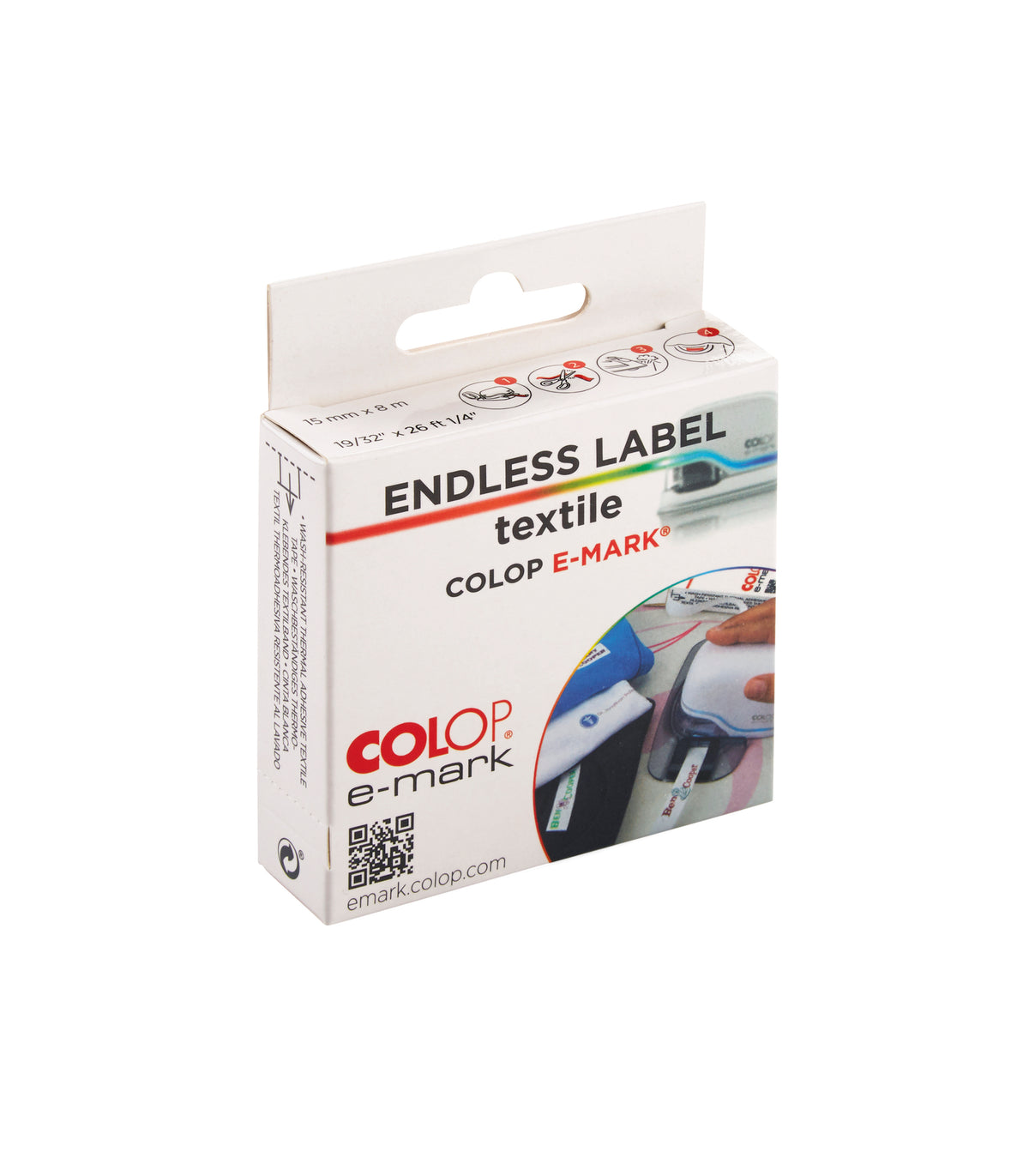 COLOP e-mark Textil-Etikettenband – 15 mm × 8 m – Standard