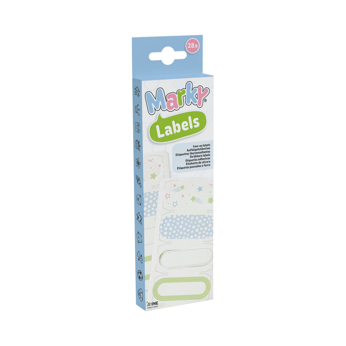 COLOP MARKY – Aufbügeletiketten – 28 Stück – Standard