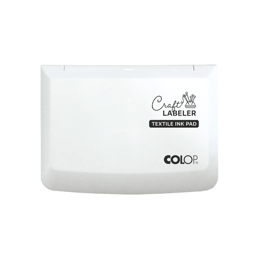 COLOP Craft LABELER – Textilstempelkissen-Set mit 25 ml schwarzer Textilfarbe – Standard
